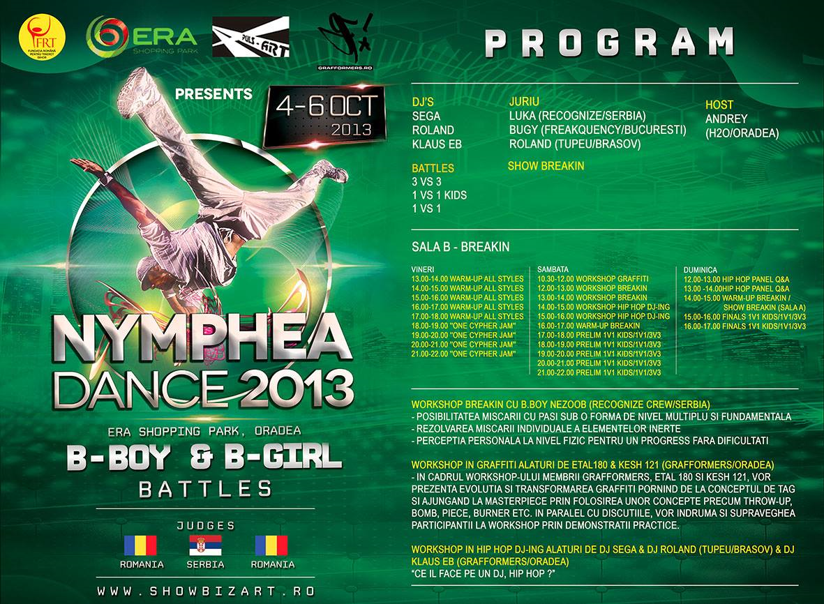 Nymphea dance 2013 bboy graffiti dj workshops battle